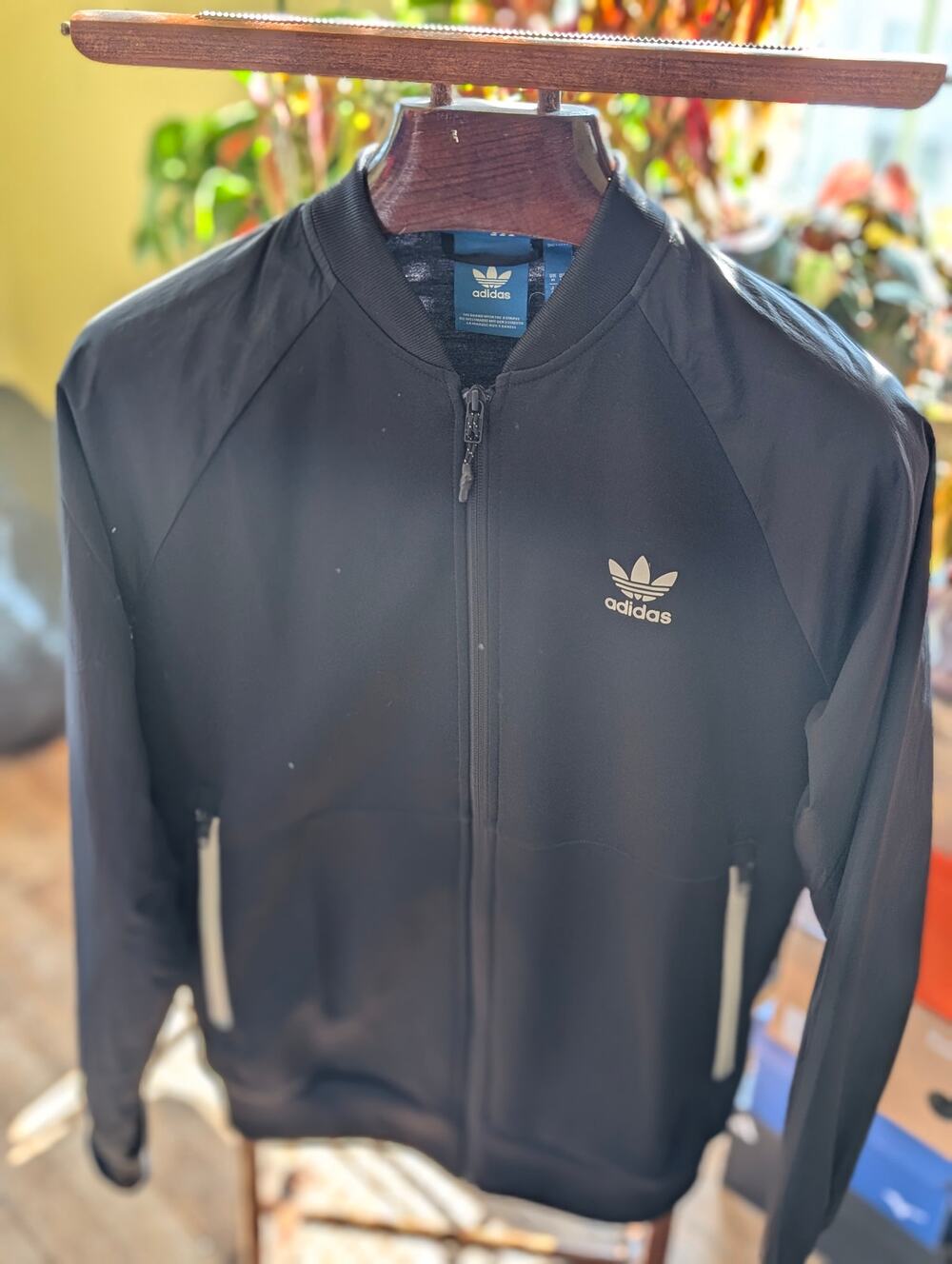 Adidas Originals Trefoil Track Jacket Black Men's Size Medium Full Zip
